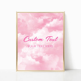 Póster Rótulo de texto de las nubes parkly rosadas Fiesta