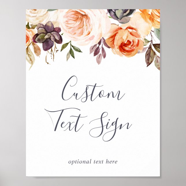 Póster Rótulo de texto de Personalizado de Floraciones te (Frente)
