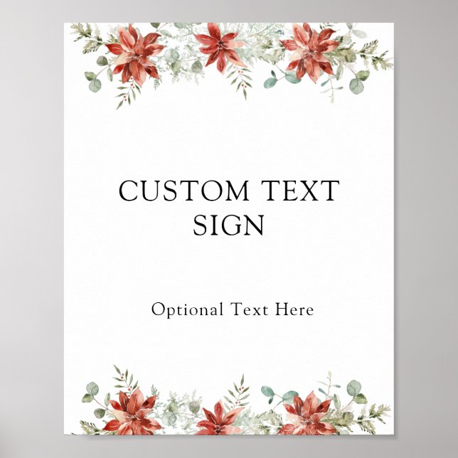 Póster Rótulo de texto de Personalizado de poinsettias de (Frente)