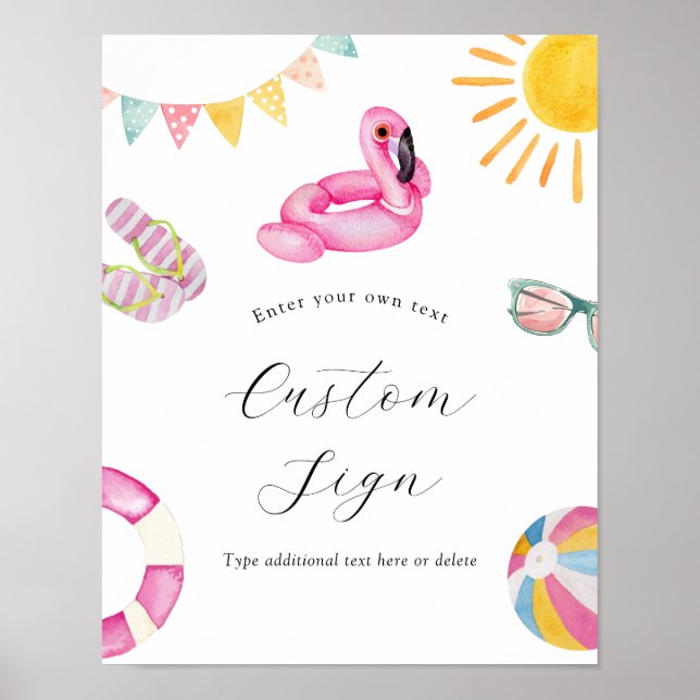 Póster Rótulo de texto Personalizado de cumpleaños Fiesta (Frente)