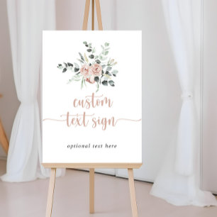 Póster Rótulo de texto Personalizado de flor rosa rosa y