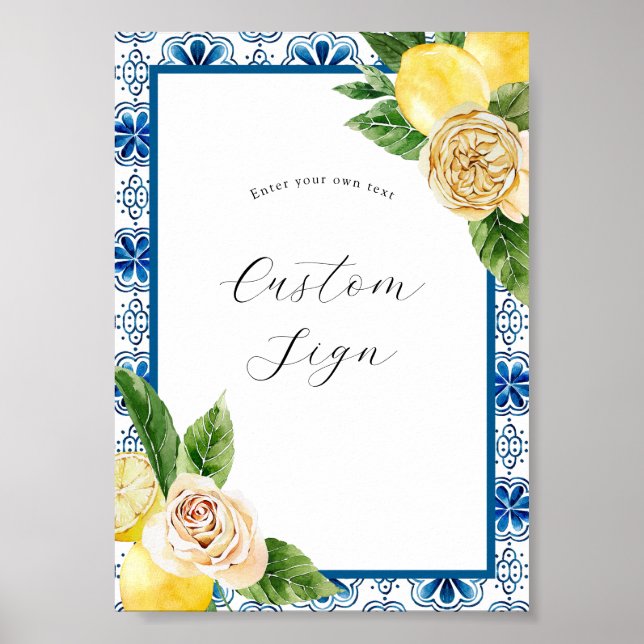 Póster Rótulo de texto Personalizado limón (Frente)