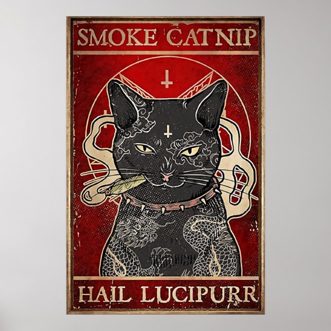 Póster Rótulo de tinte vintage Catnip, retro Metalizado (Frente)