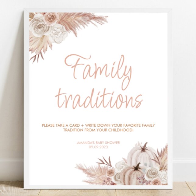 Póster Rótulo de tradiciones familiares de Boho Pumpkin B (Subido por el creador)