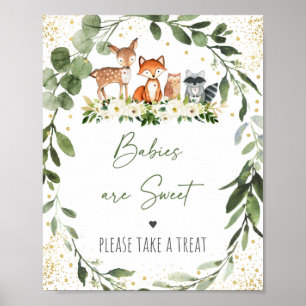 Póster Rótulo de tratamiento de Baby Shower de Woodland G