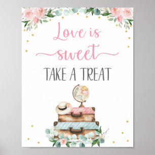 Póster Rótulo de tratamiento de ducha de novia con flores