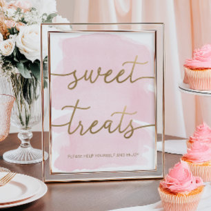 Póster Rótulo de Tratamientos Dulce de Oro con Acuarela R