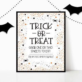 Póster Rótulo de trucos o trucos para Halloween