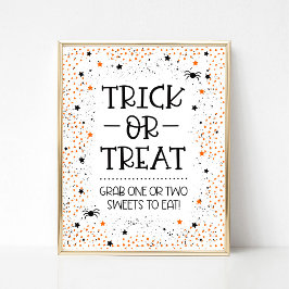 Póster Rótulo de trucos o trucos para Halloween