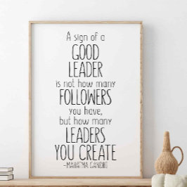 Póster Rótulo De Un Buen Líder, Cita De Mahatma Gandhi