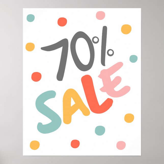 Póster Rótulo de venta, 70% de descuento, venta de compen (Frente)
