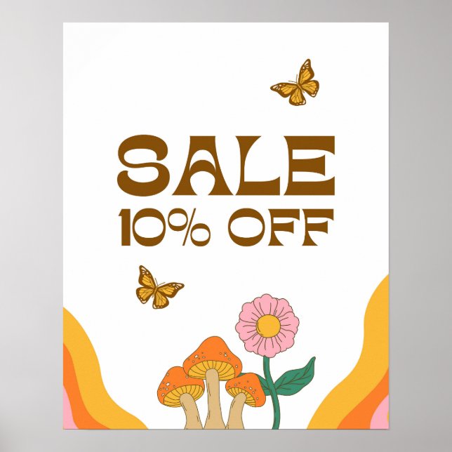 Póster Rótulo de venta al 10%, descuento del 10%, venta c (Frente)