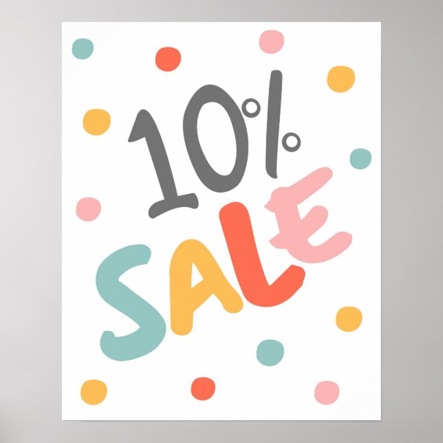 Póster Rótulo de venta al 10%, Rótulo de descuento al 10% (Frente)
