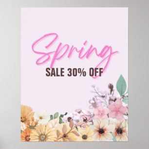 Póster Rótulo de venta al 30%, promoción de ventas primav