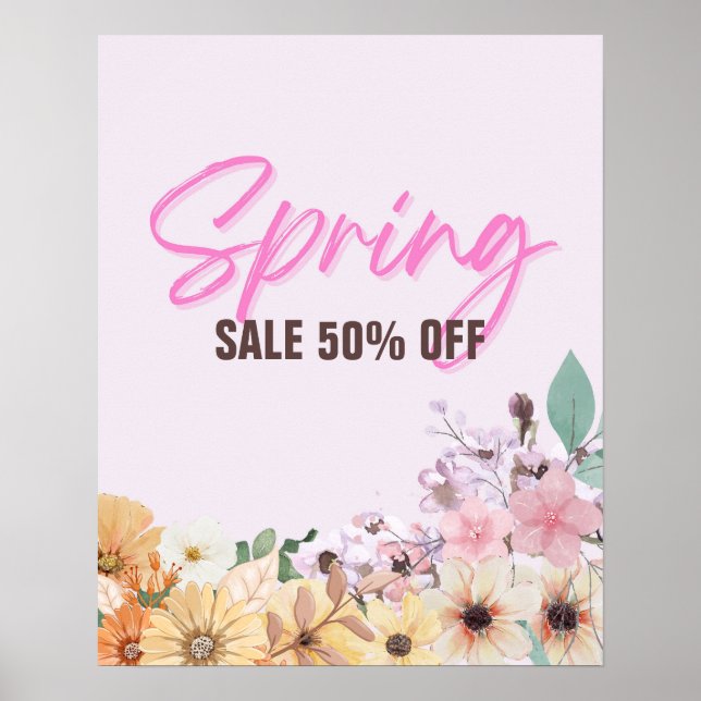Póster Rótulo de venta al 50%, promoción de ventas primav (Frente)