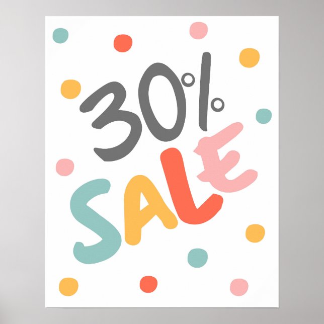 Póster Rótulo de venta con descuento del 30%, Rótulo de v (Frente)