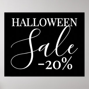 Póster Rótulo de venta de Halloween, 20% de descuento en
