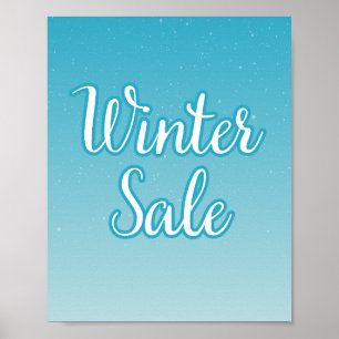Póster Rótulo de venta de invierno, Rótulo de venta azul,
