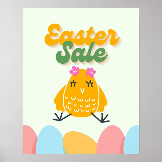Póster Rótulo de venta de pascua para tiendas minoristas, (Frente)