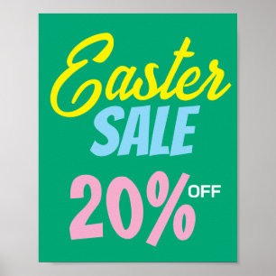 Póster Rótulo De Venta De Pascua, Rótulo De Venta 20% Fue