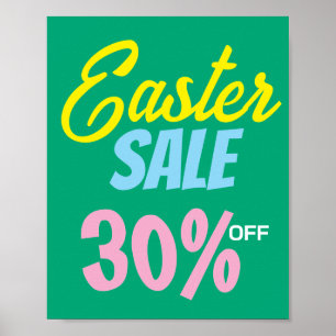 Póster Rótulo De Venta De Pascua, Rótulo De Venta 30% Fue