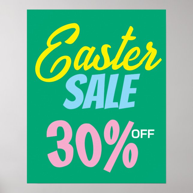 Póster Rótulo De Venta De Pascua, Rótulo De Venta 30% Fue (Frente)
