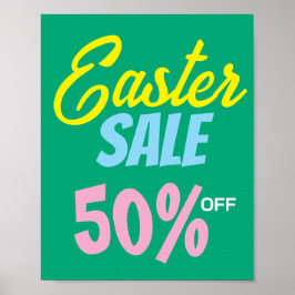 Póster Rótulo De Venta De Pascua, Rótulo De Venta Al 50%,