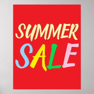 Póster Rótulo de venta de verano, venta de artículos de p