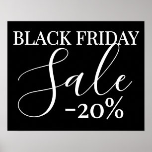 Póster Rótulo de venta de viernes negro, 20% de descuento
