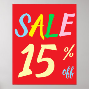Póster Rótulo de venta grande, Poster de venta con un 15%