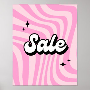 Póster Rótulo de venta retro, Poster de venta rosada, tie