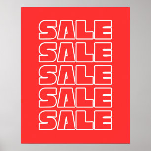 Póster Rótulo de venta roja, carteles de tienda minorista
