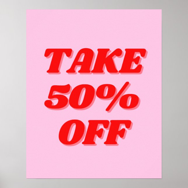 Póster Rótulo De Venta Rosa, 50% De Rótulo De Venta (Frente)