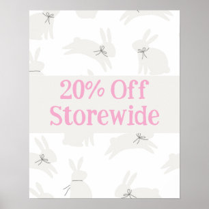 Póster Rótulo De Venta Rosa, Poster De Venta 20% Fuera De