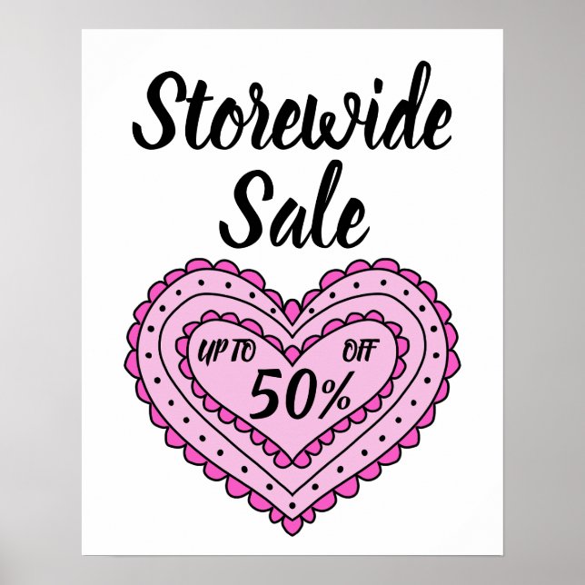 Póster Rótulo de venta rosa, venta de San Valentín, bouti (Frente)
