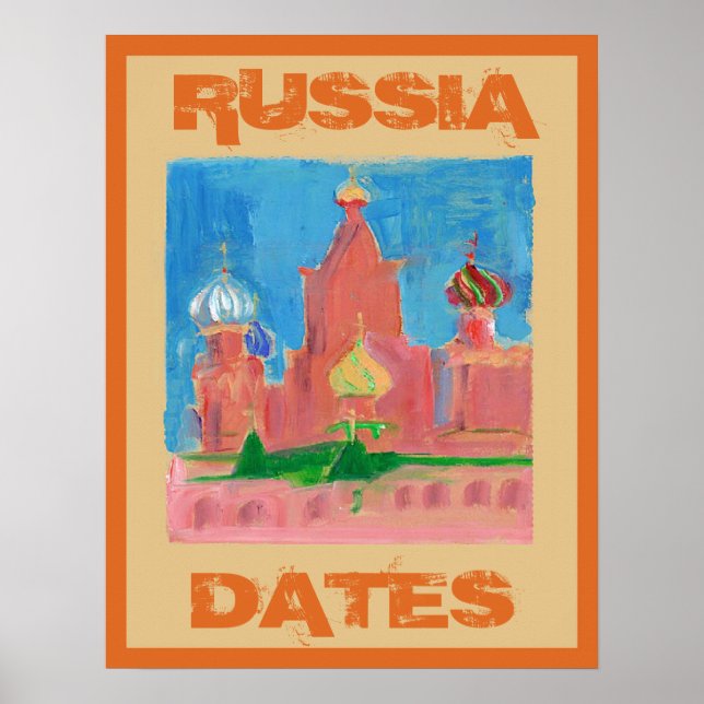 Póster Rótulo de viajes de Rusia, editar texto (Frente)