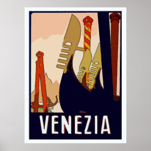 Póster Rótulo de Viajes de Venecia