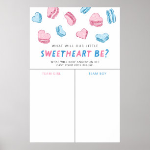 Póster Rótulo de voto de Valentine Hearts Gender Reveal