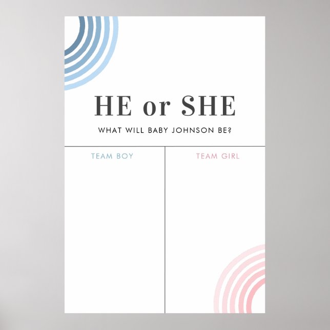 Póster Rótulo de voto en torno al arcoiris azul o rosa (Frente)