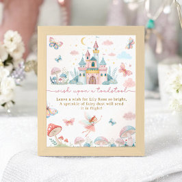 Póster Rótulo de Whimsical Fairy Wish Primer Fiesta de cu