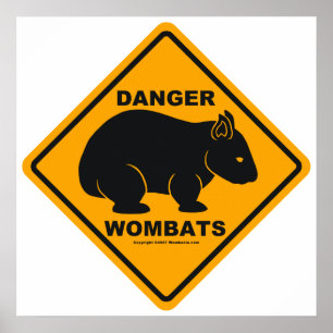 Póster Rótulo de Wombat Danger Road