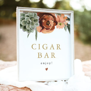 Póster RÓTULO del AVA Boho Terracotta Succulta Cigar Bar
