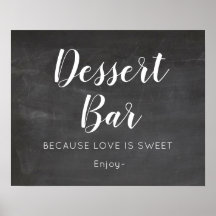 Rótulo del bar de postres Boda Chalkboard