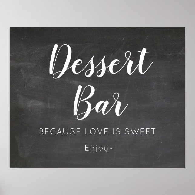Póster Rótulo del bar de postres Boda Chalkboard (Frente)
