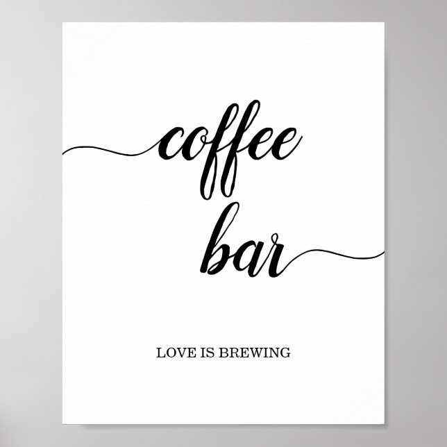 Póster Rótulo del bar del café de caligrafía negra (Frente)