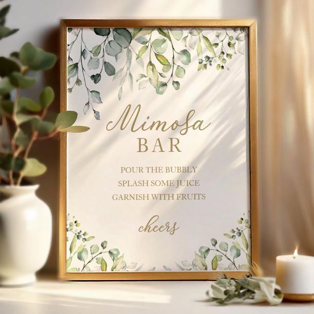 Póster Rótulo del bar Greenery Eucalyptus Watercolor Mimo (Subido por el creador)