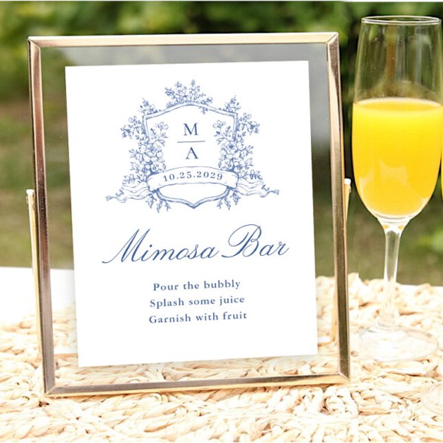 Póster Rótulo del bar Mimosa azul con flores de origen vi (Subido por el creador)