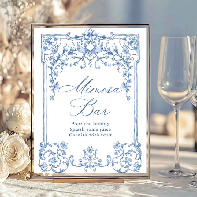 Póster Rótulo del bar Mimosa azul floral de Grace Ornate (Subido por el creador)