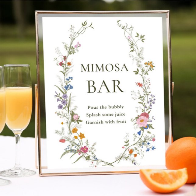Póster Rótulo del bar Mimosa Flor silvestre rosa pastel (Subido por el creador)
