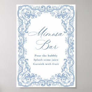 Póster Rótulo del bar Renaissance Ornate Dusty Blue Mimos